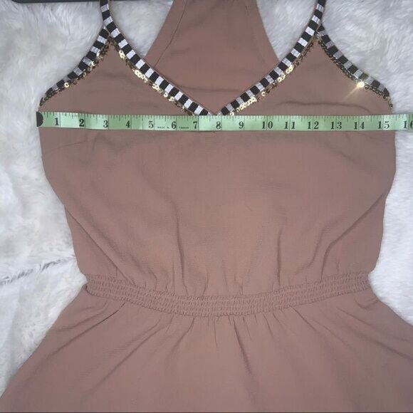 Sz Small Pink Nude Halter Top with Sequins/Stripes - Picture 10 of 15